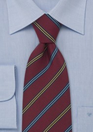 Classic Striped Tie by Atkinsons in Burgundy, Amber, and Light-Blue