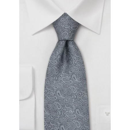 Silver & Gray Paisley Tie by Chevalier