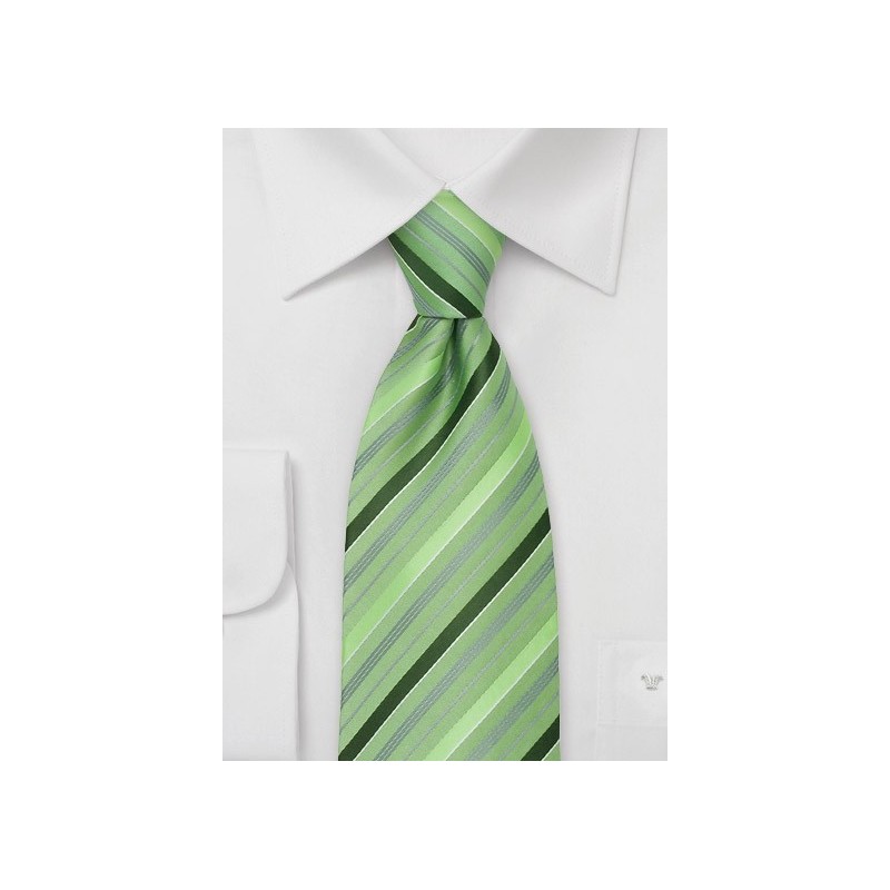 Moss Green Striped Necktie
