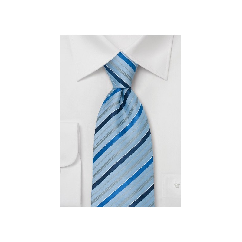 Light Blue Neckties - Striped Sky Blue Mens Tie