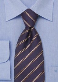 Dark Purple Neckties - Striped Tie in Eggplant Color