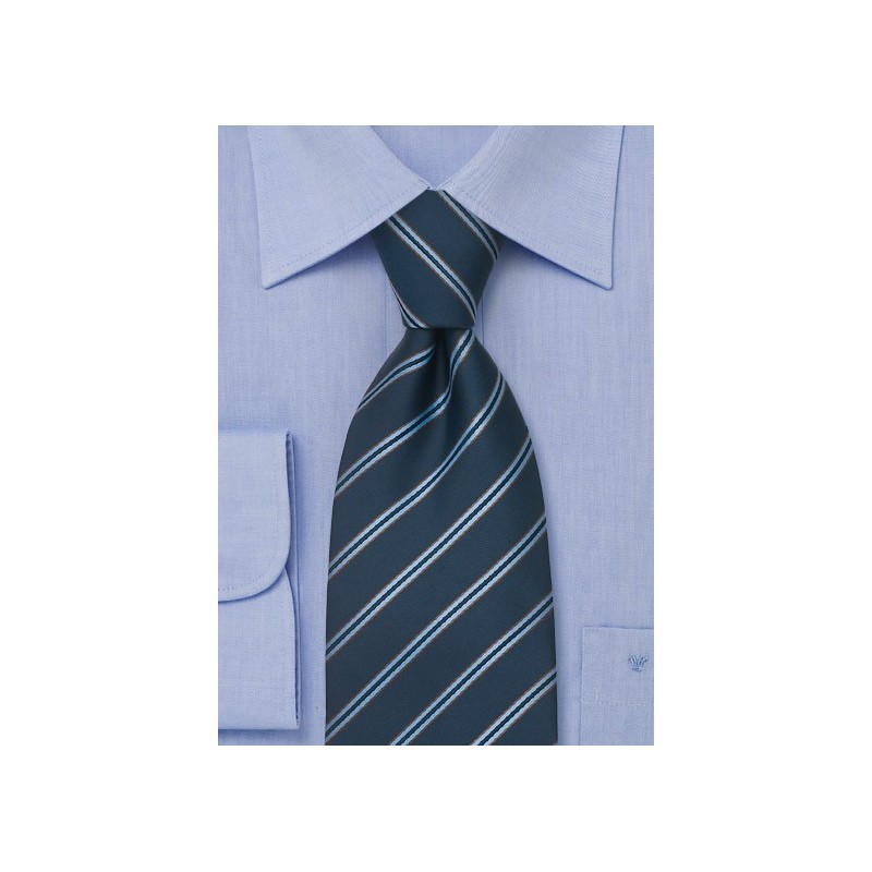 Navy Blue Mens Ties - Dark Blue Striped Necktie