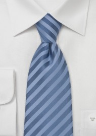 Light Blue Striped Tie in Extra Long