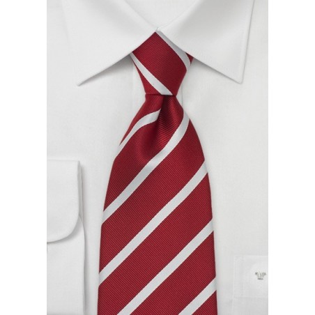 Cherry Red Striped Silk Tie