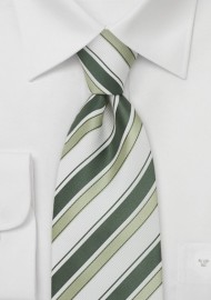 Modern Silk Tie in Green and White