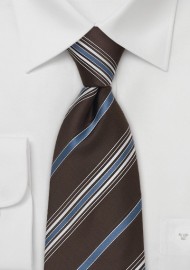 XL Mens Tie by Cavallieri in Brown & Light Blue