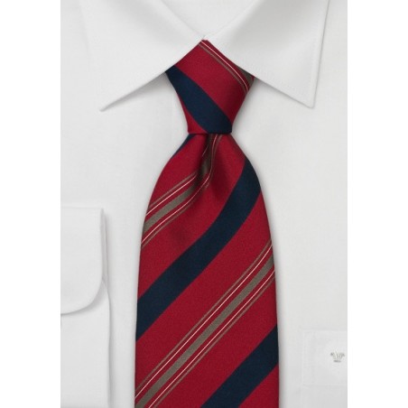 Striped Designer Tie in Red, Navy, and Gray