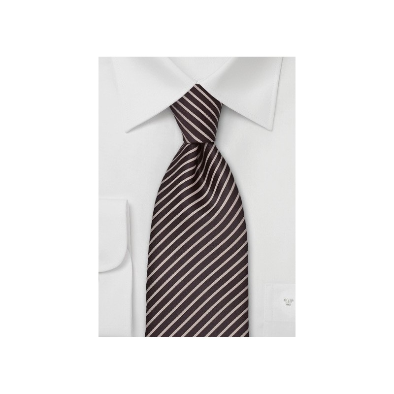 Coffee Brown and Tan Striped Tie