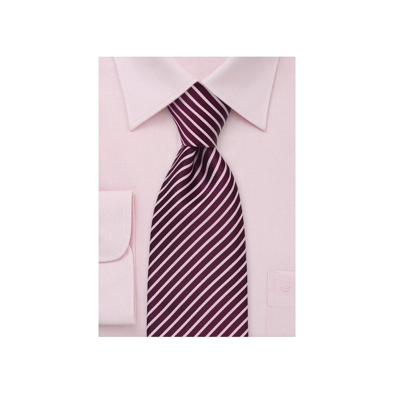 Wine Red and Rose Striped Tie