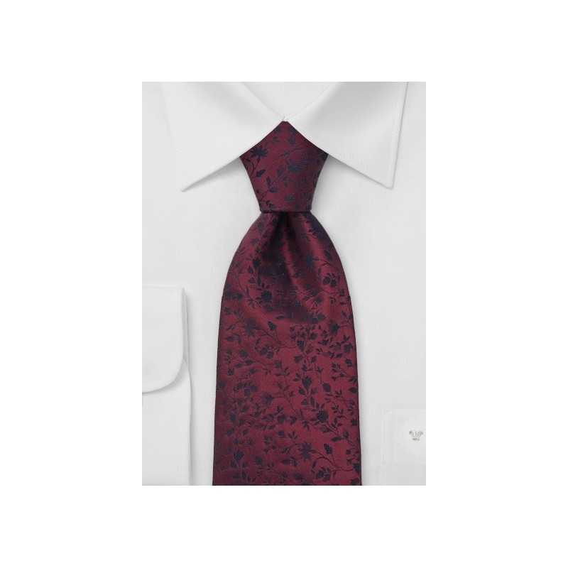 Merlot-Red Floral Tie by LACO