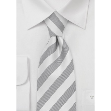 Mens Tie in Silver and White