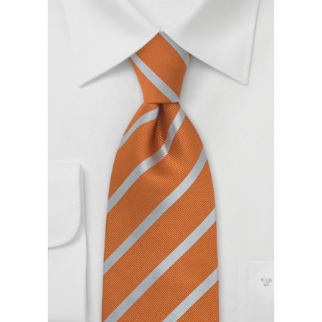 Burned Orange and Silver Striped Silk Tie