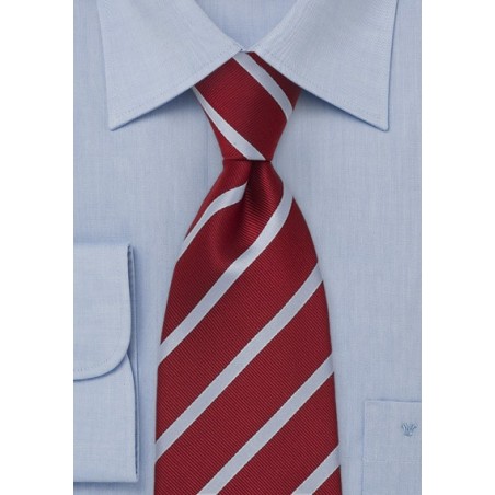 Cherry Red Striped Mens Tie
