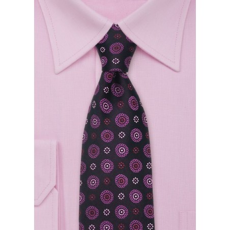 Hot Pink and Purple Silk Tie by Chevalier