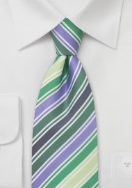 Green and Purple Striped Tie by Cavallieri