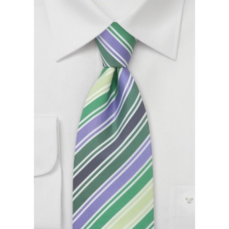Green and Purple Striped Tie by Cavallieri