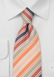 Modern Orange Striped Silk Tie by Cavallieri