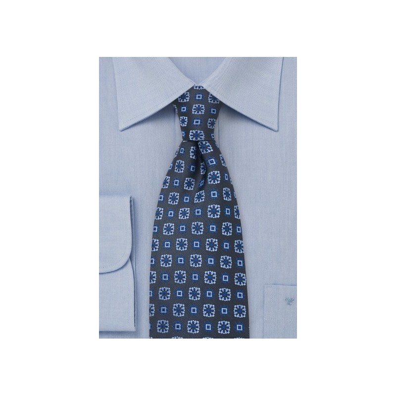 Blue Floral Silk Tie by Chevalier
