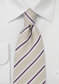 Tan and Burgundy Striped Tie by Cavallieri