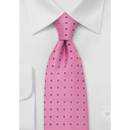 Pink Silk Tie by Chevalier With Shamrock Pattern