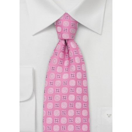 Pink Floral Pattern Silk Tie by Chevalier