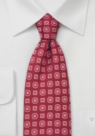 Bright Red Floral Necktie by Chevalier