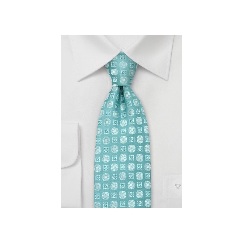 Aqua-Blue Floral Tie by Chevalier