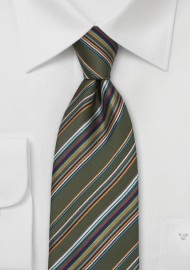 Modern Italian Silk Tie in Olive Green