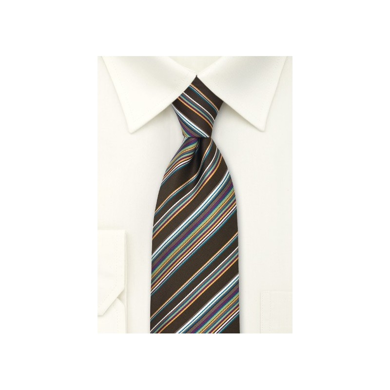 Modern Chocolate Brown Striped Tie by Cavallieri