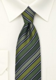 Olive Green Striped Silk Tie by Cavallieri