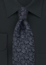 Black & Charcoal-Gray Silk Necktie