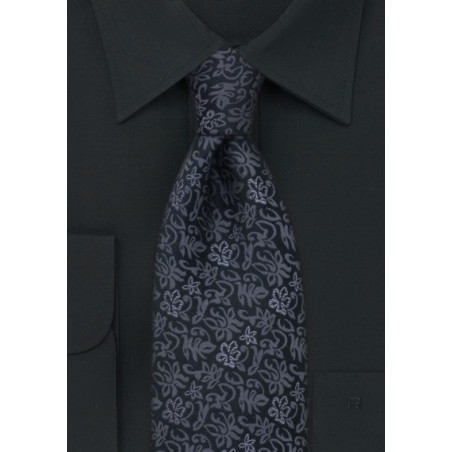Black & Charcoal-Gray Silk Necktie