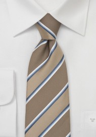 Beige-Brown Striped Mens Necktie