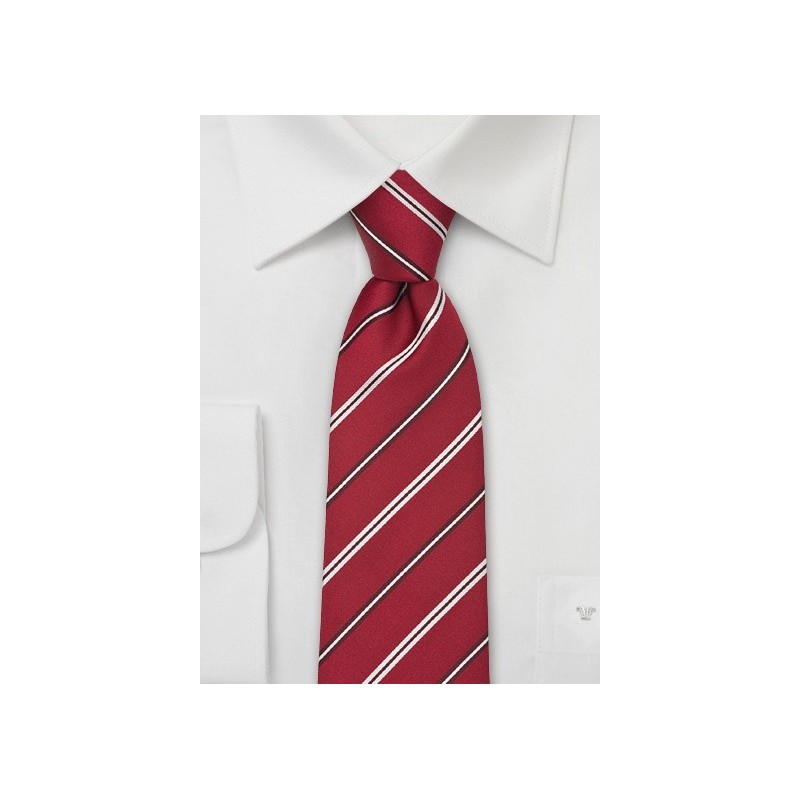 Deep-Red Striped Silk Necktie