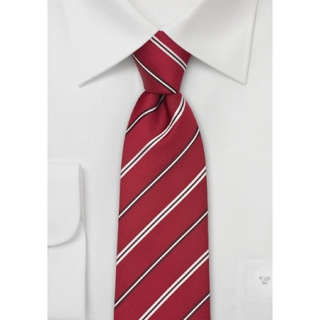 Deep-Red Striped Silk Necktie