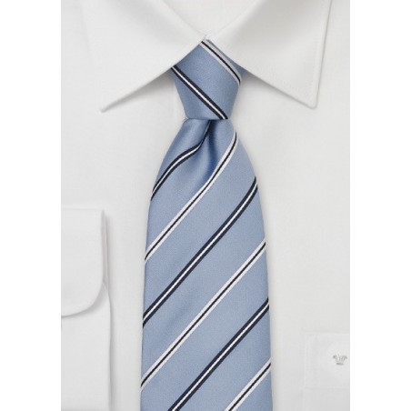 Light Blue Striped Silk Necktie