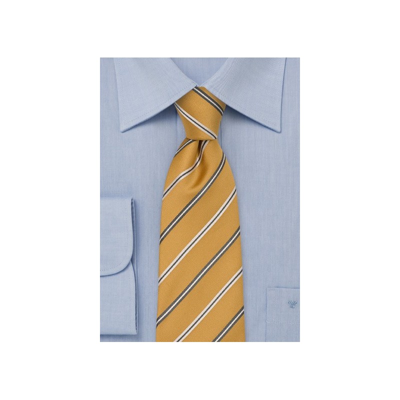 Amber-Yellow Silk Striped Necktie