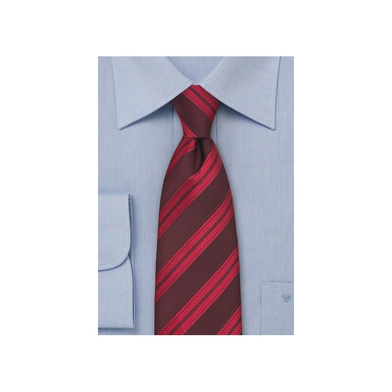 Ruby Red Striped Silk Tie