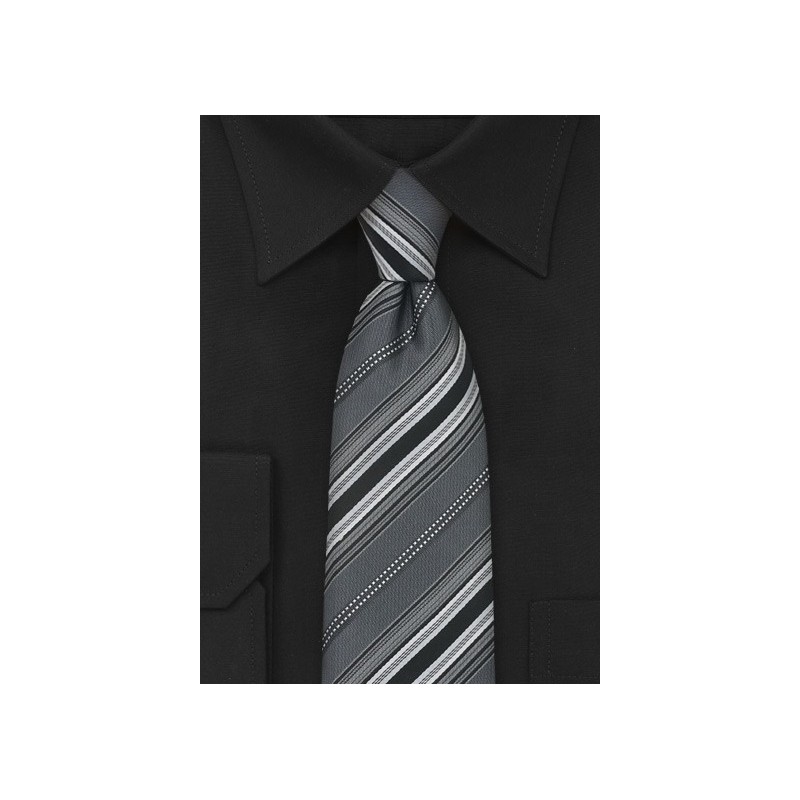 Steel-Gray Striped Silk Tie