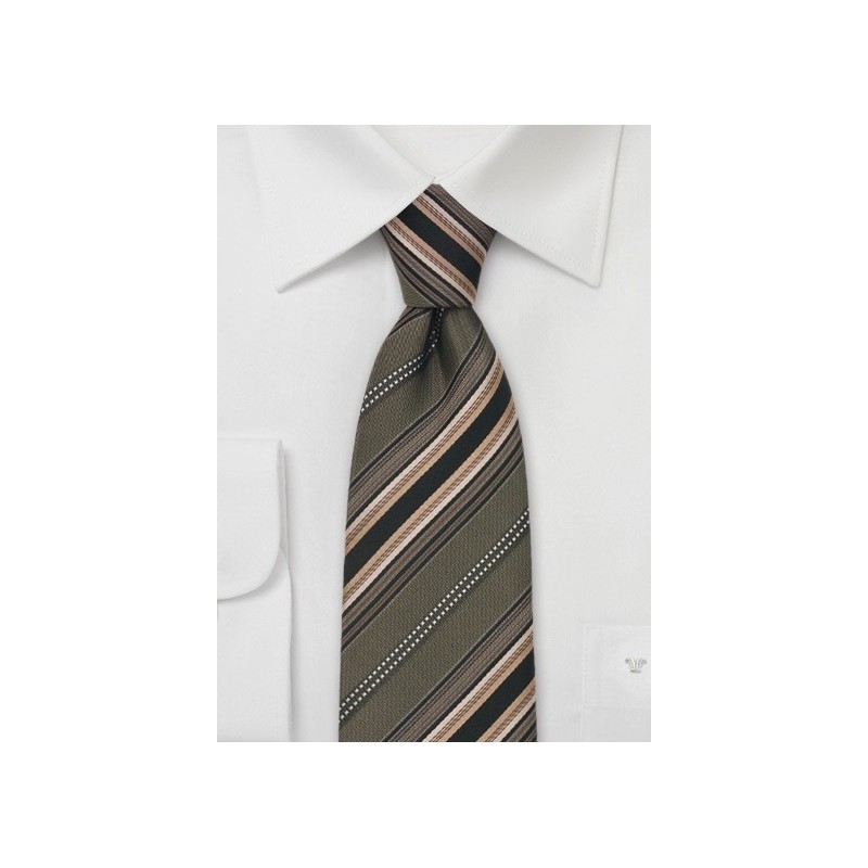 Striped Silk Tie in Gray, Bronze, Copper