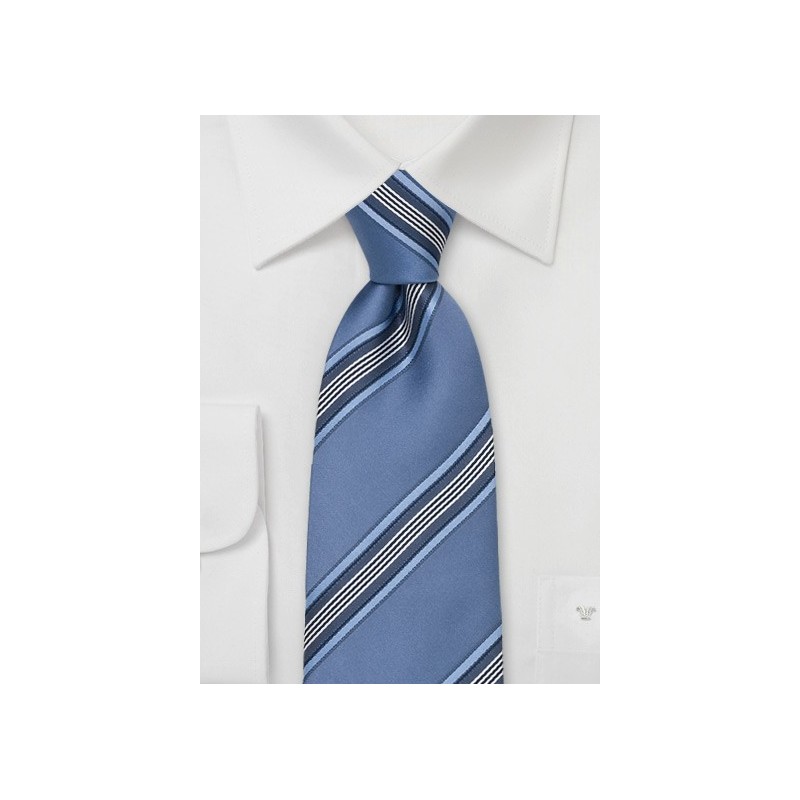 Royal Blue Striped Silk Necktie