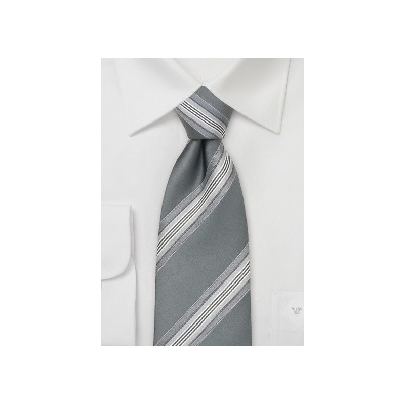 Gray Striped Silk Tie by Cavallieri