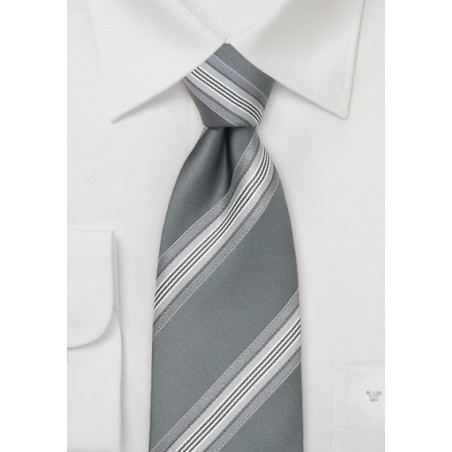 Gray Striped Silk Tie by Cavallieri