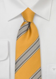 Golden-Yellow Striped Silk Tie