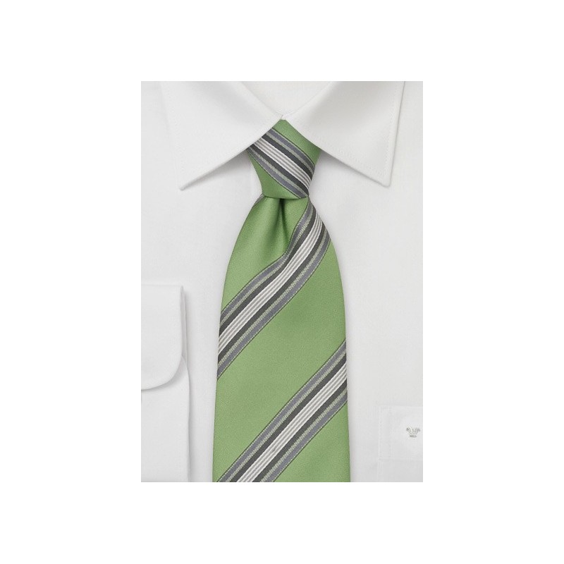 Mint Green Striped Silk Tie