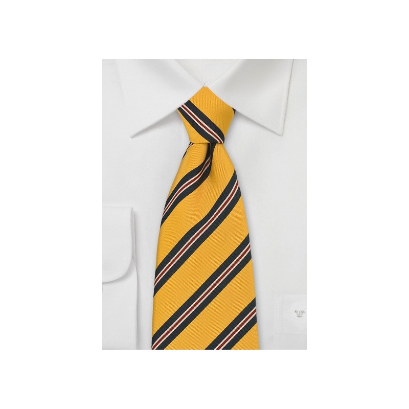 Striped Tie in Yellow, Navy, Red
