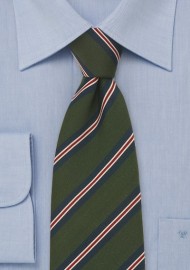Striped Tie in British Racing Green