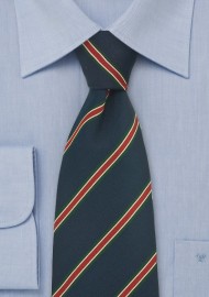 Striped Tie in Dark Blue, Red, Green