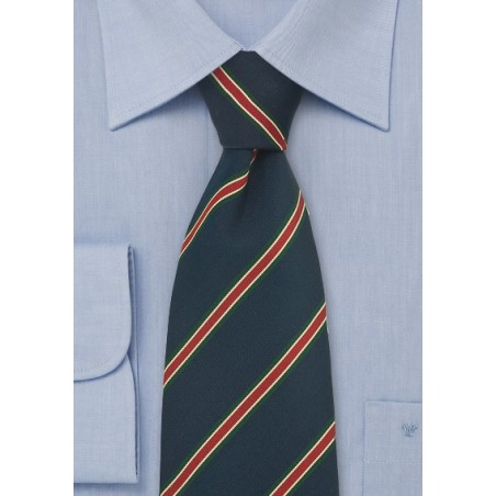 Striped Tie in Dark Blue, Red, Green