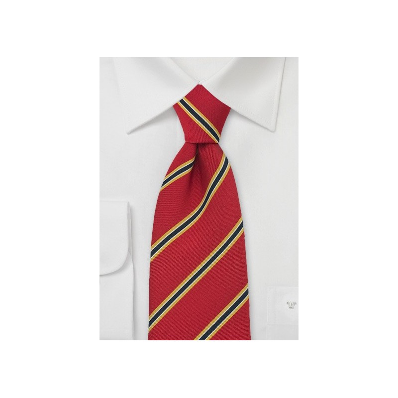 British Striped Tie in Scarlet Red